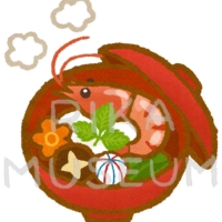 Japanese New Year's soup 海老のお雑煮のイラスト